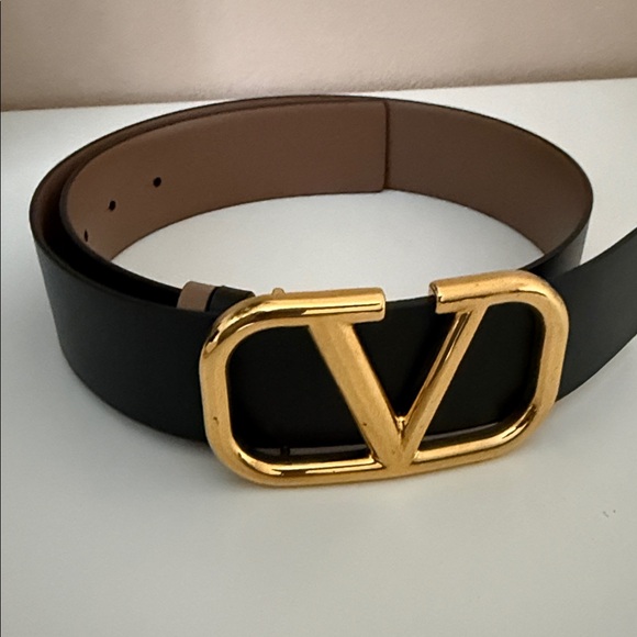 Valentino VLogo Black/Beige Reversible 40mm Leather Belt 70 - Picture 2 of 8